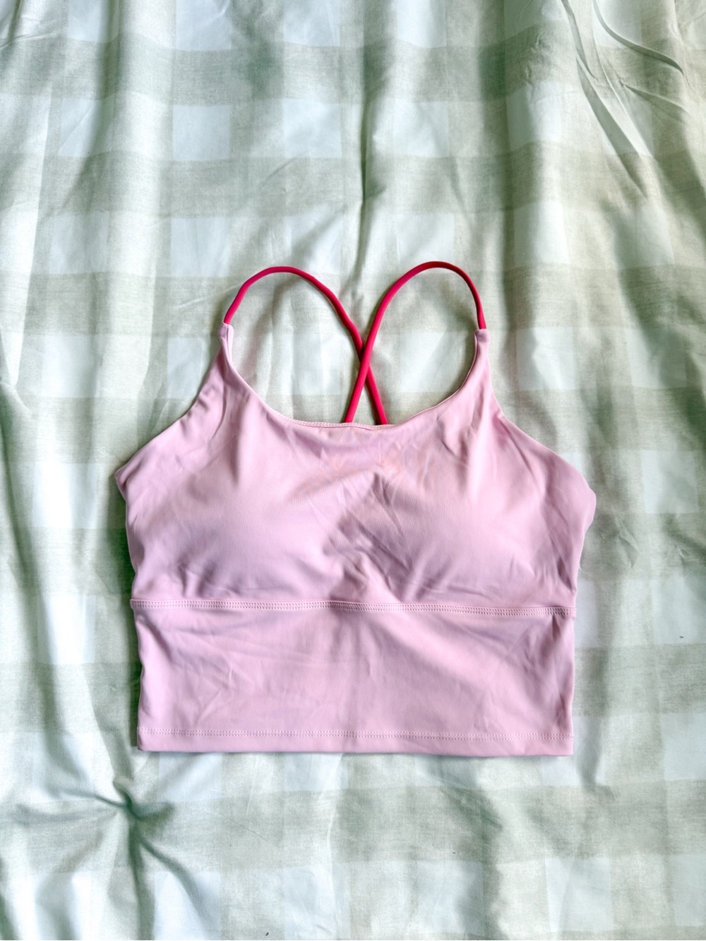 Light Pink Cross-Back Crop Sports Bra